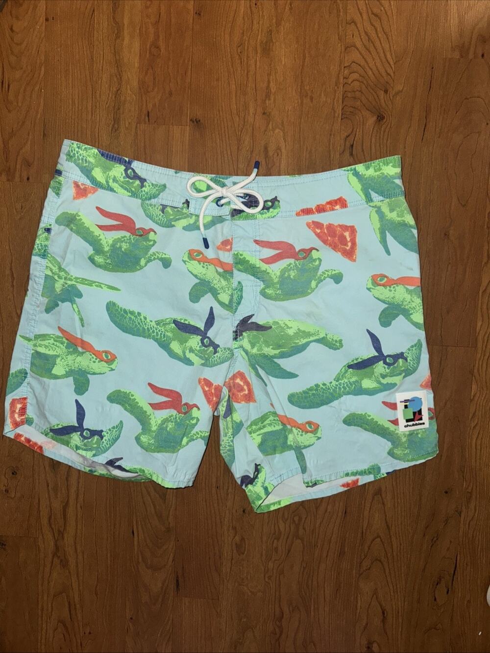 Chubbies The Boardie Ninja Turtles With Pizza Swim Shorts Men’s 35 No Liner